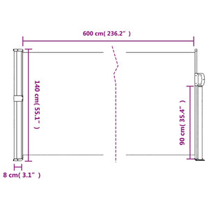 Retractable Side Awning Black 140X600 Cm