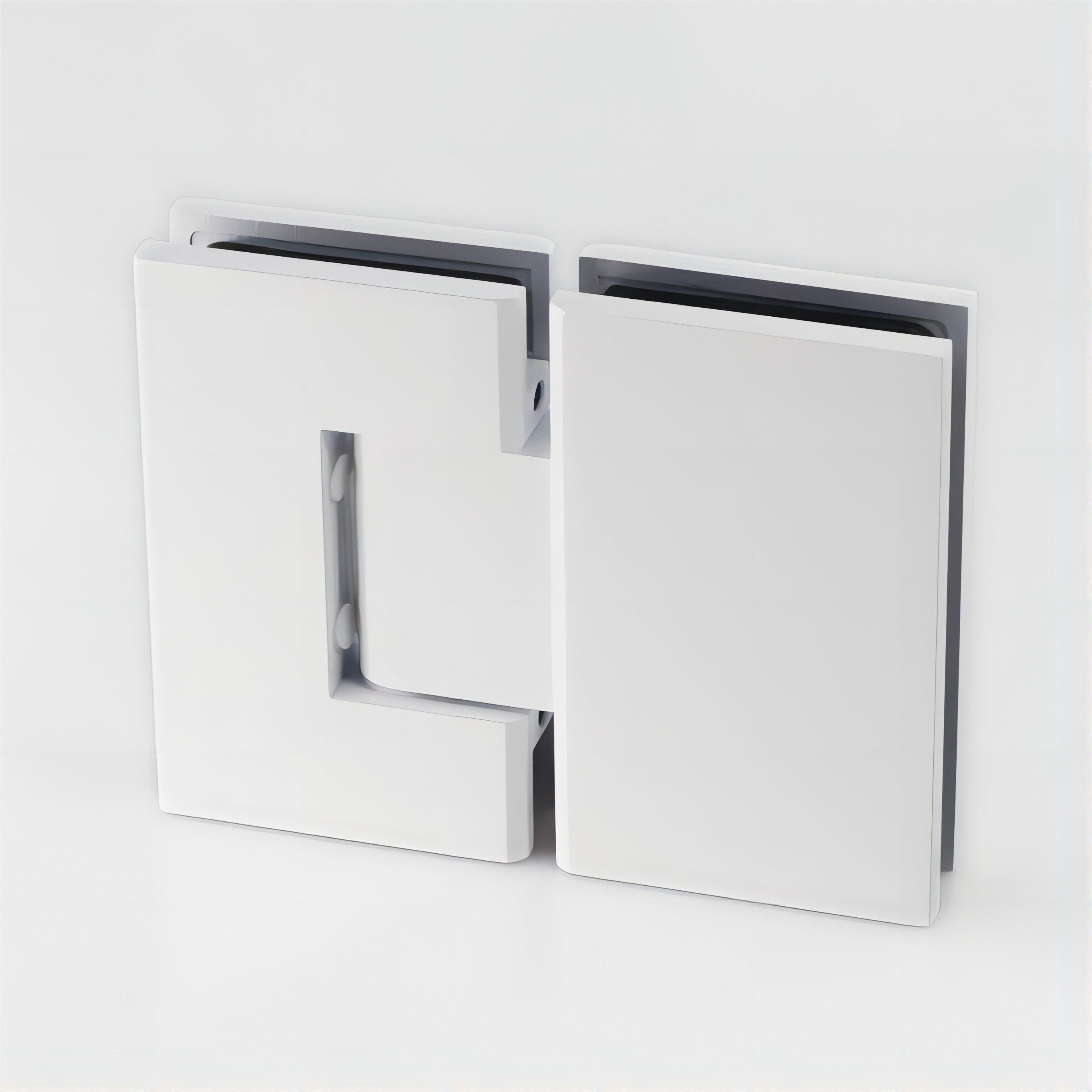 120X110cm Corner Frameless Shower Screen With White Brackets And Ss Hinges Square Double Pull Handle