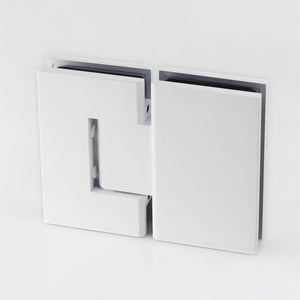 120X110cm Corner Frameless Shower Screen With White Brackets And Ss Hinges Square Double Pull Handle