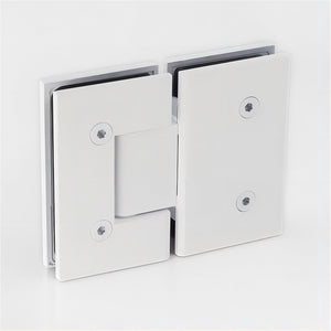 120X110cm Corner Frameless Shower Screen With White Brackets And Ss Hinges Square Double Pull Handle