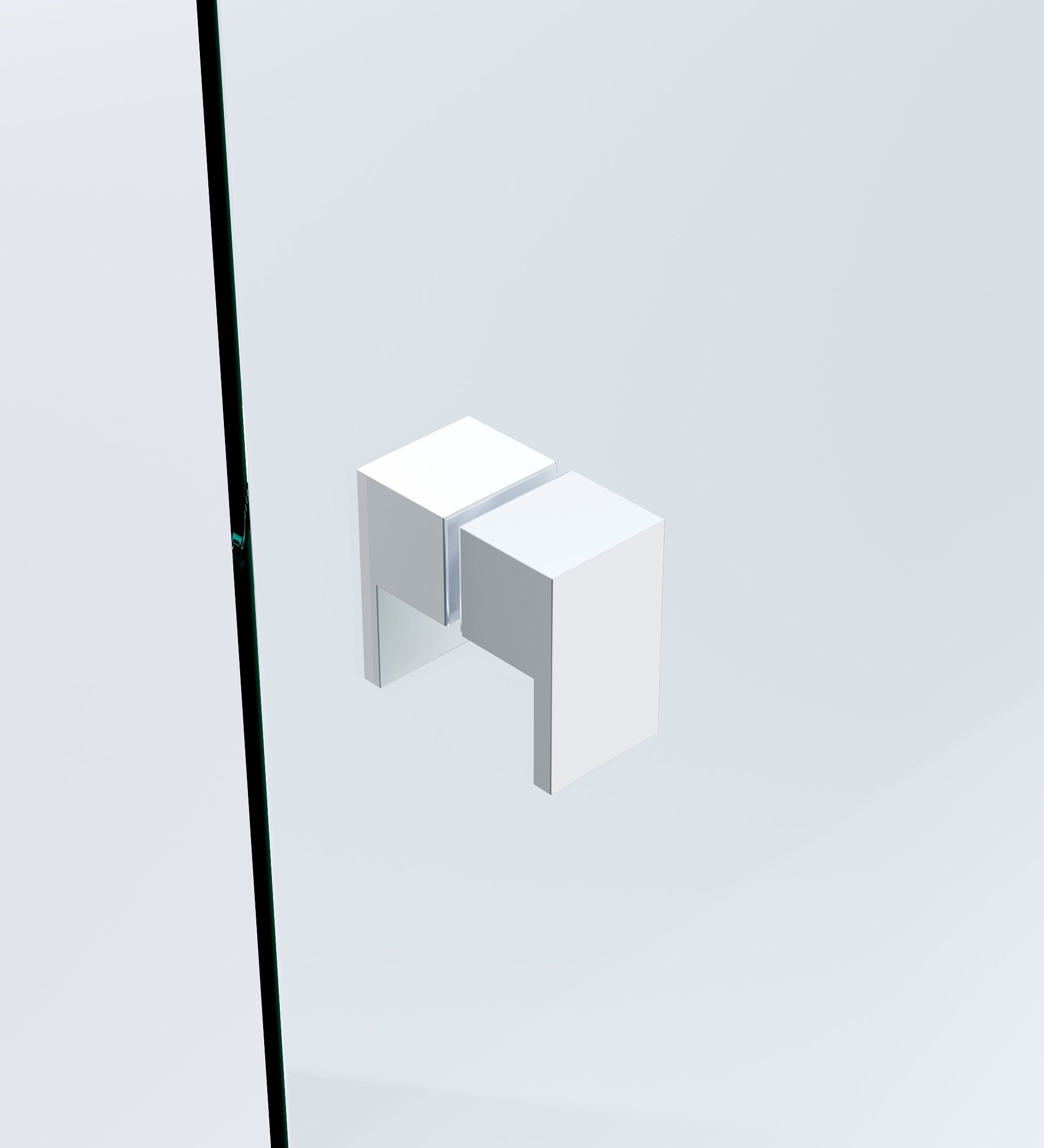 120X110cm Corner Frameless Shower Screen With White Brackets And Ss Hinges Square Double Pull Handle