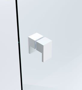 120X110cm Corner Frameless Shower Screen With White Brackets And Ss Hinges Square Double Pull Handle
