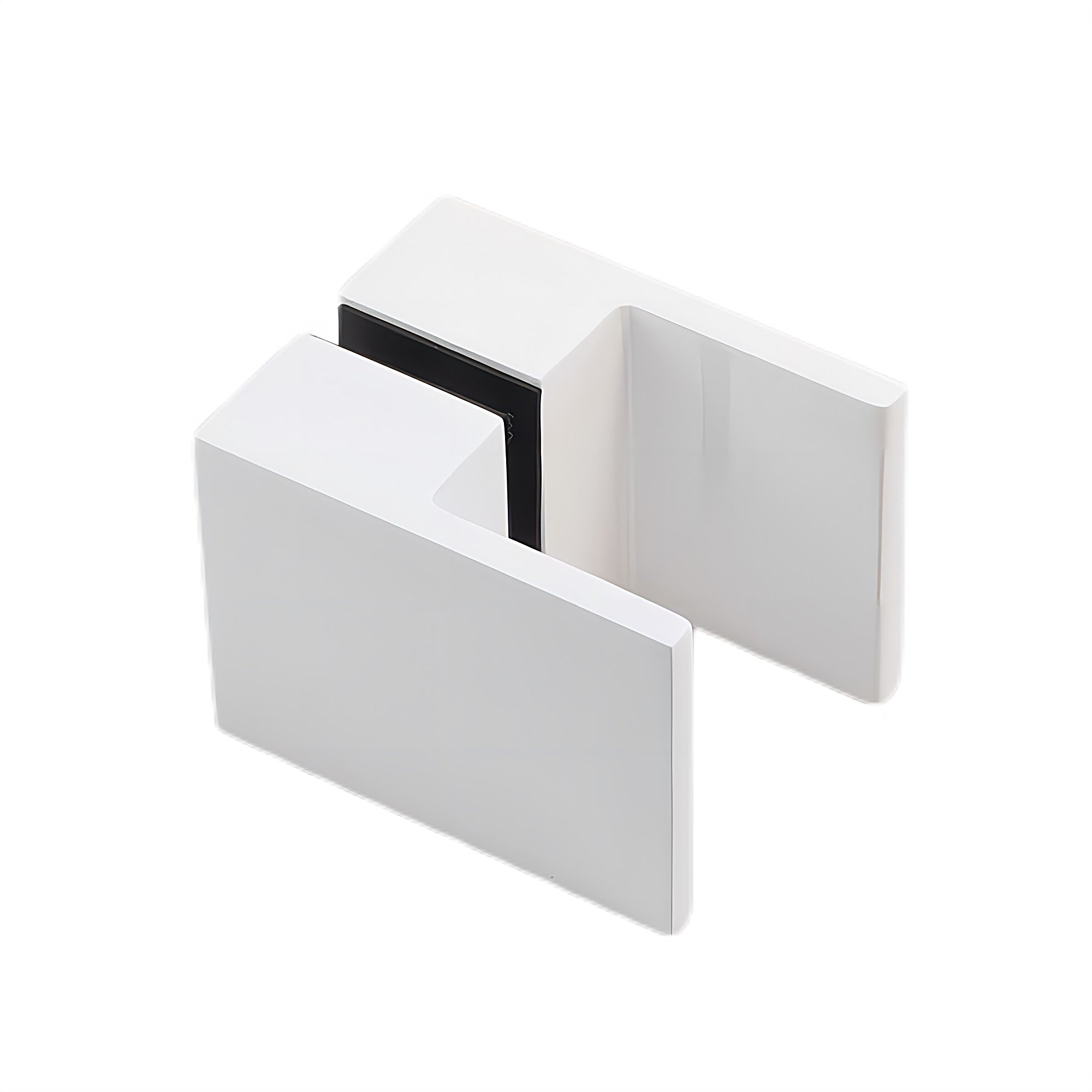 120X110cm Corner Frameless Shower Screen With White Brackets And Ss Hinges Square Double Pull Handle