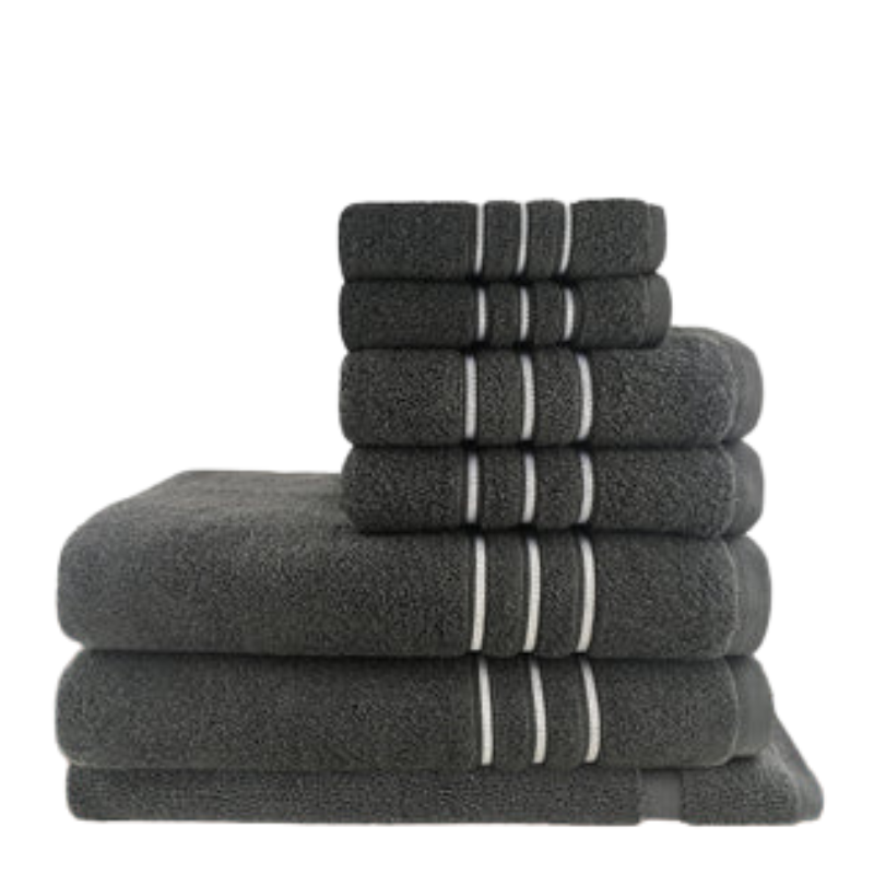 7Pc Classic Dobby Stripe Cotton Towel Set 650Gsm