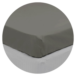 Algodon 300Tc Cotton Fitted Sheet Long Single Size Charcoal