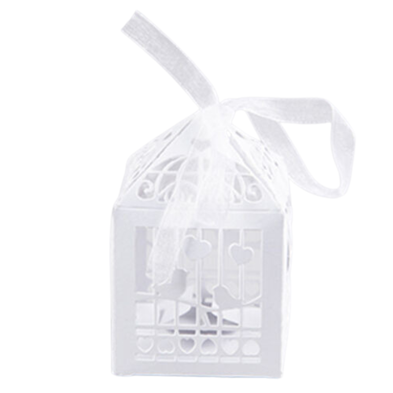 100 Piece Pack - White Dove Bird Heart Wedding Bomboniere Favor Lolly Gift Card Box