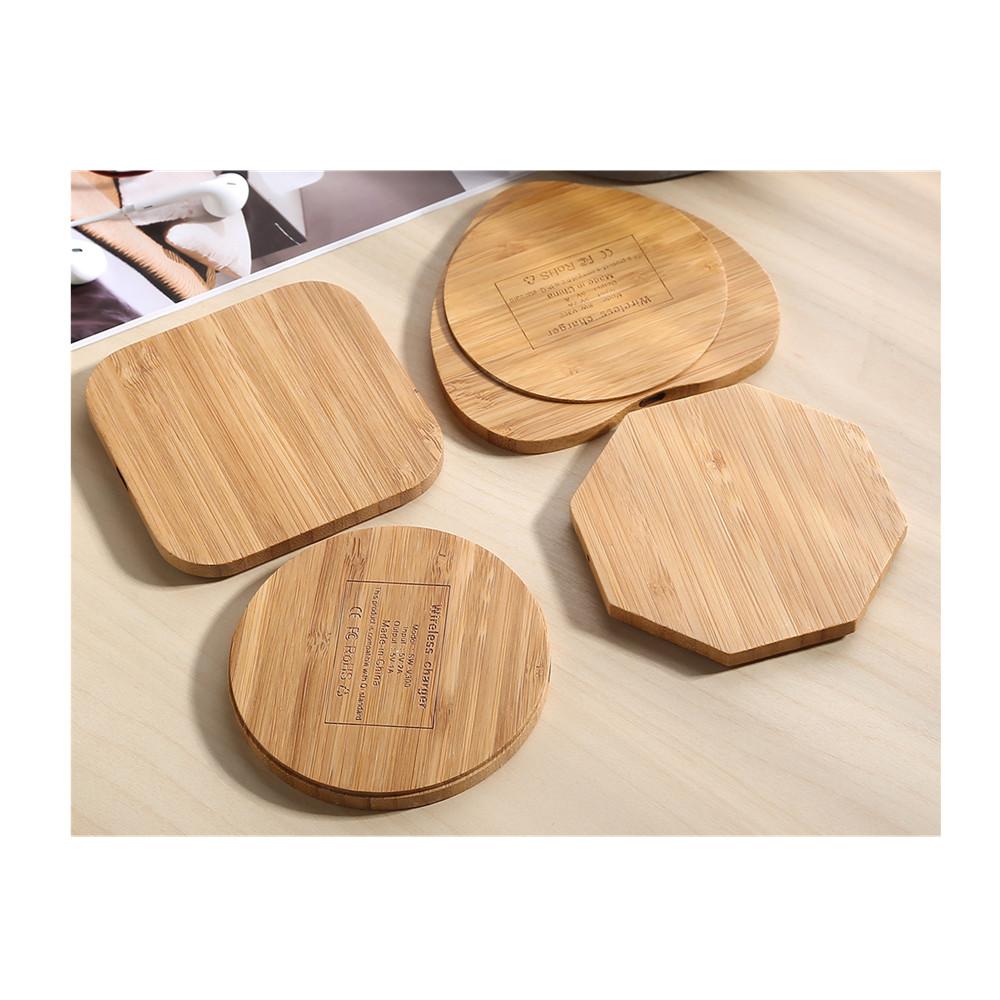 Bamboo Wooden Wireless Charger Desktop Charging Pad For Iphone