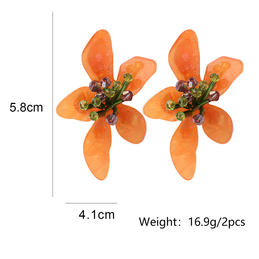 Veile Studios Acrylic Flower Retro Beach Style Earrings Trendy Womens Jewelry Accessories