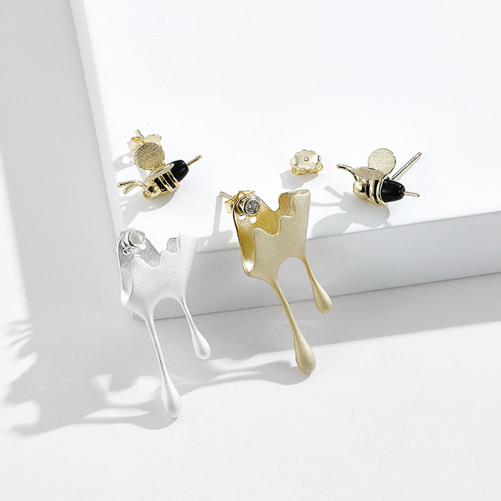 Veile Studios Honey Drop Asymmetric Sterling Silver Earrings Fashionable Commuter Style