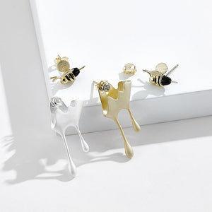 Veile Studios Honey Drop Asymmetric Sterling Silver Earrings Fashionable Commuter Style
