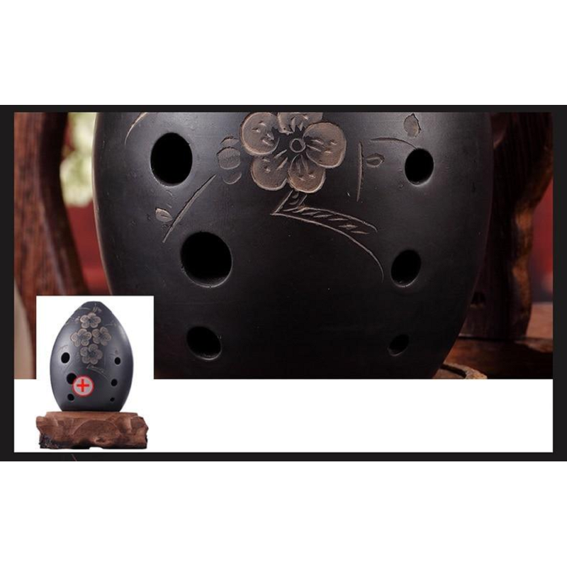 8 Holes Black Clay Xun Chinese Musical Instrument For Beginners