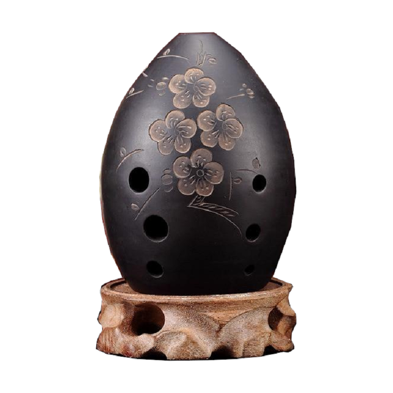 8 Holes Black Clay Xun Chinese Musical Instrument For Beginners