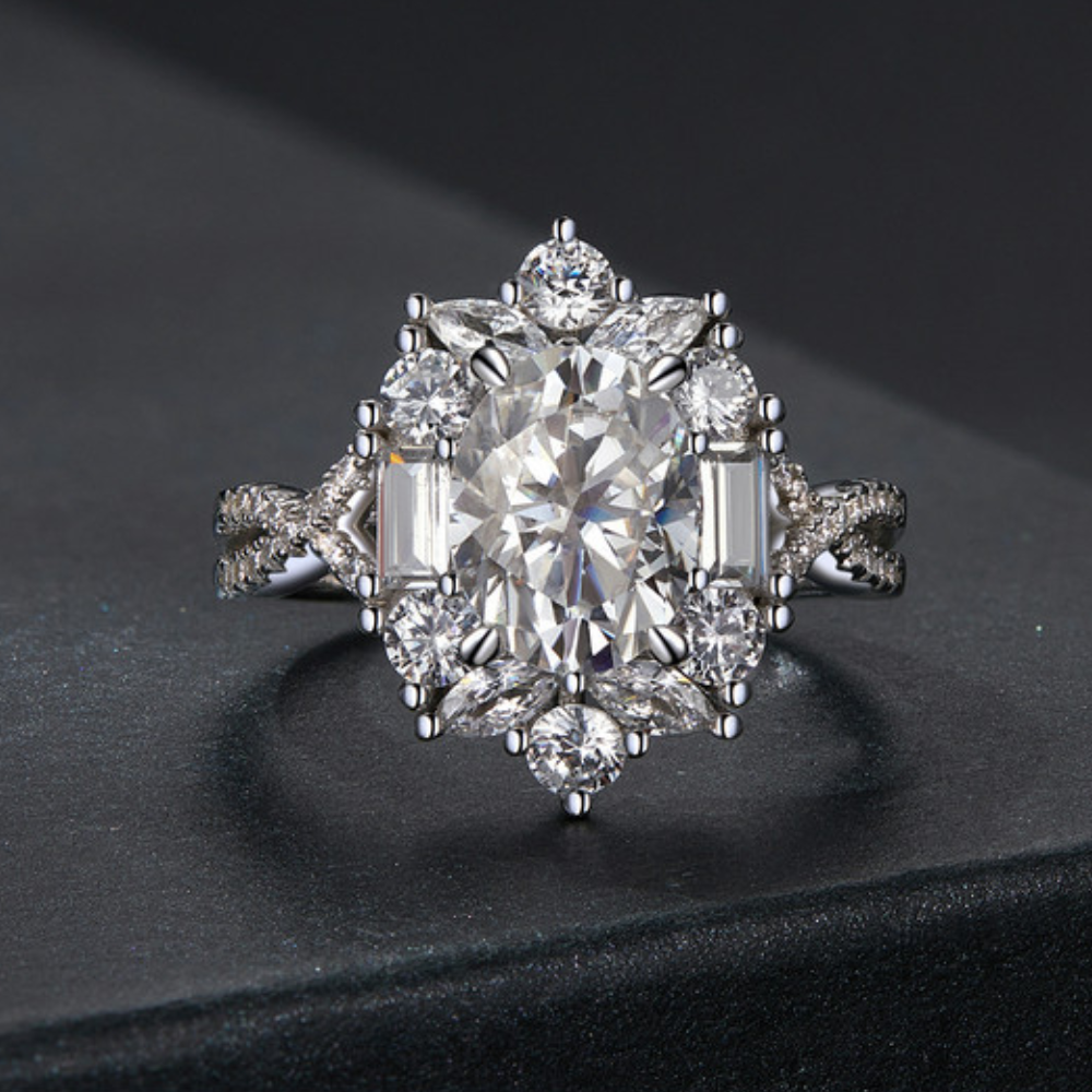 Veile Studios Silver Charm Two Carat Moissanite Diamond Ring Pure Proposal