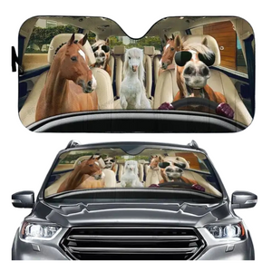 Funny Horse Driving 3D Printing Car Sun Visor Auto Decoration For Vehicle Parts Accessories