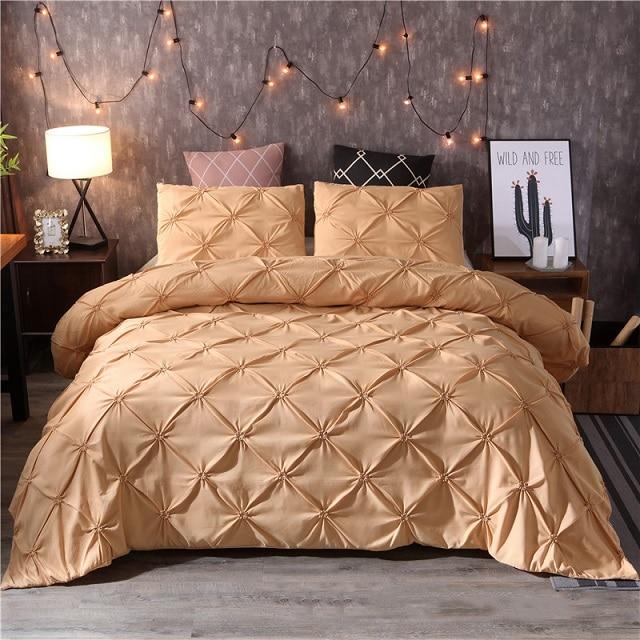 Luxury Duvet Cover Set Pinch Pleat 2 / 3Pcs Quilt Bedding