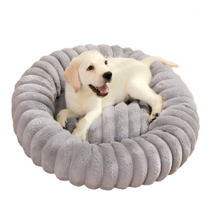 Pet Kennels Long Plush Round Cat Nest Winter Warm Dog Beds Super Soft Mat Sofa