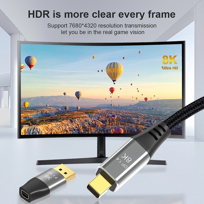 8K 60Hz Mini Dp To Adapter 4K 144Hz Bi Directional Displayport Male Female Converter For Computer Pc Moni