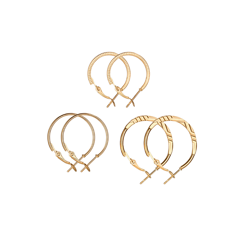 Veile Studios 9 Pairs Of Retro Earrings Fashionable Combination Suit Gold