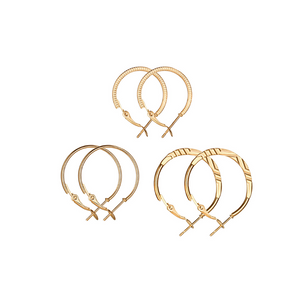 Veile Studios 9 Pairs Of Retro Earrings Fashionable Combination Suit Gold