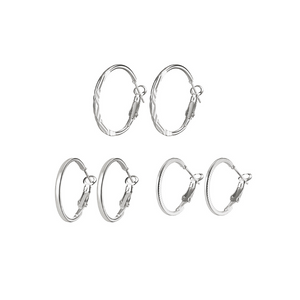 9 Pairs Of Retro Earrings Fashionable Combination Suit Silver