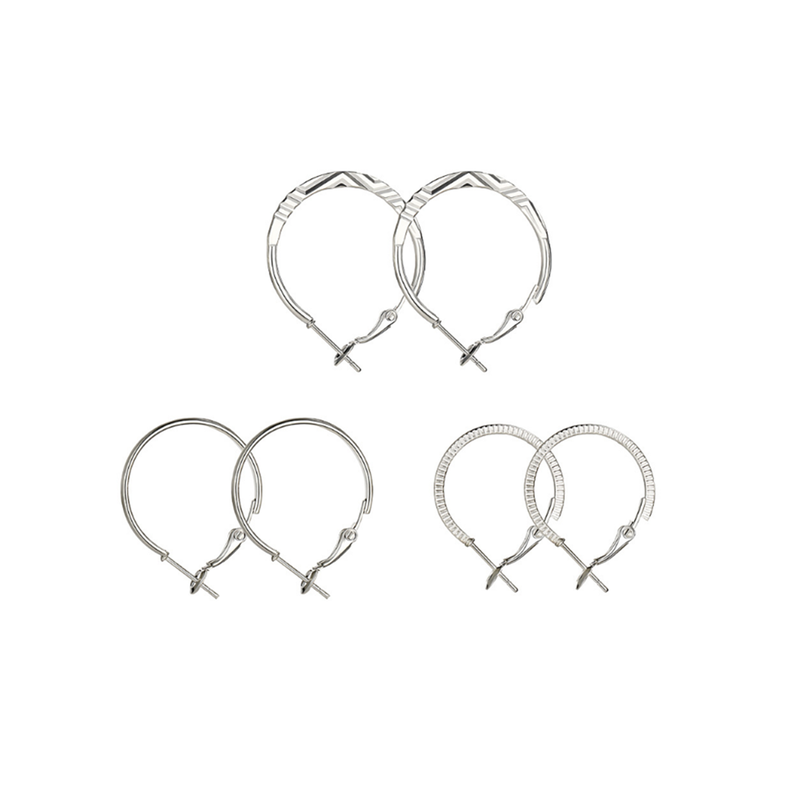 9 Pairs Of Retro Earrings Fashionable Combination Suit Silver