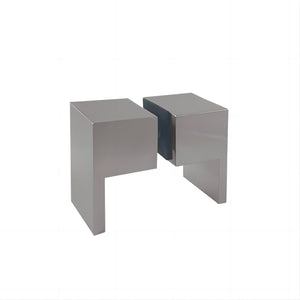 120X110cm Corner Frameless Shower Screen With Nickel Channel And Brass Hinges Square Double Pull Handle