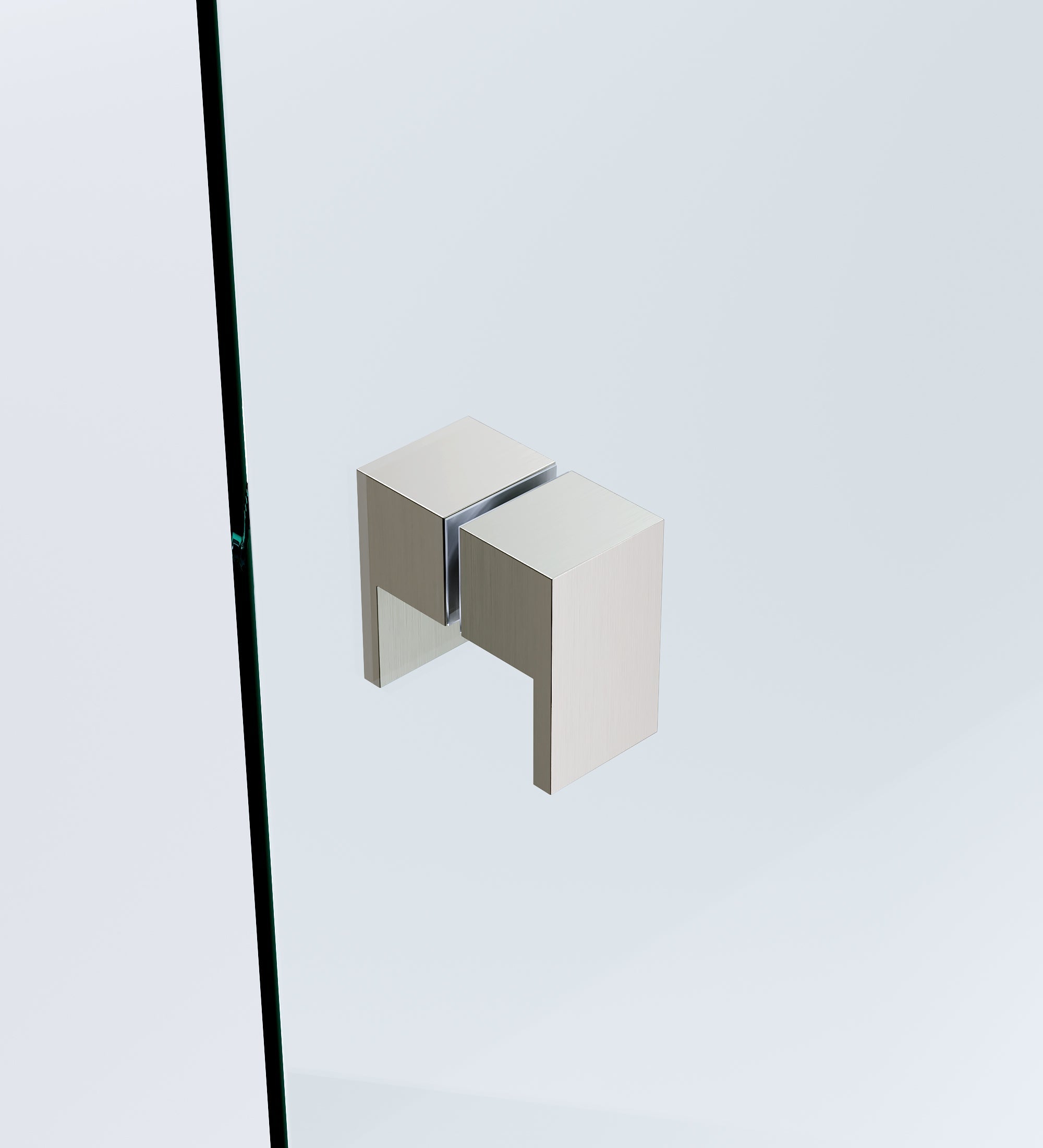 120X110cm Corner Frameless Shower Screen With Nickel Channel And Brass Hinges Square Double Pull Handle