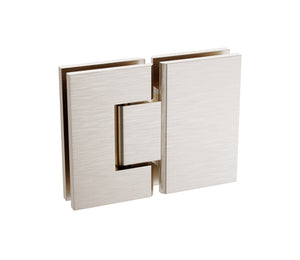 120X110cm Corner Frameless Shower Screen With Nickel Channel And Brass Hinges Square Double Pull Handle