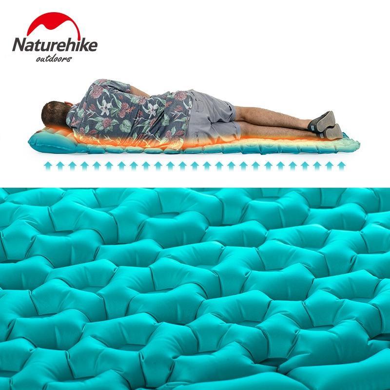 Orange Naturehike Outdoor Inflatable Cushion Sleeping Camping Mat Bag With Pillow