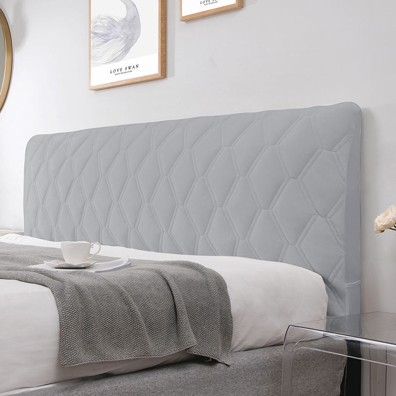 Light Gray Zigzag Pattern Velvet Bed Headboard Cover 200X70cm Dust Protector