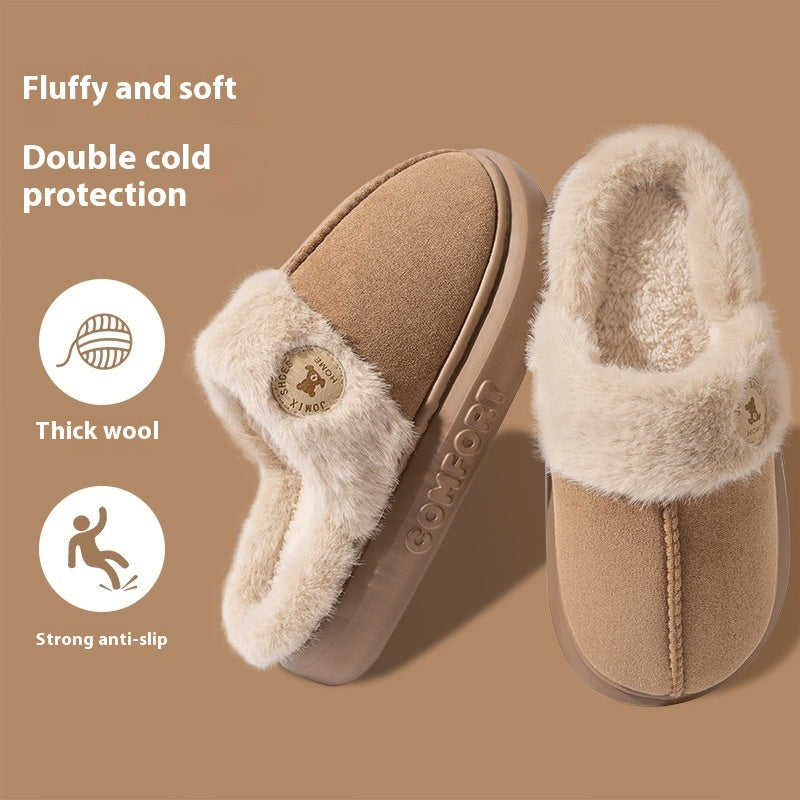 New Plush Slippers For Women And Men Winter Warm Home Indoor Fleece Shoes