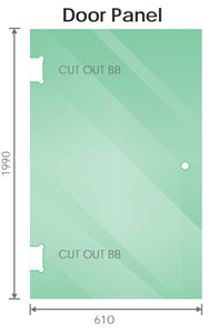 90X70cm Corner Frameless Shower Screen With Black Brackets And Ss Hinges
