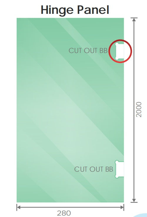 90X70cm Corner Frameless Shower Screen With Black Brackets And Ss Hinges