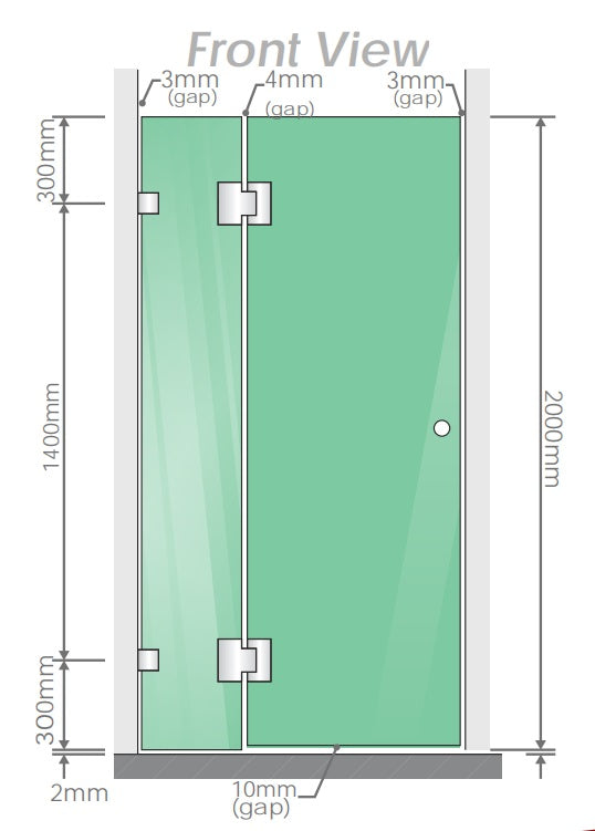 100X70cm Corner Frameless Shower Screen With Gunmetal Channel And Ss Hinges