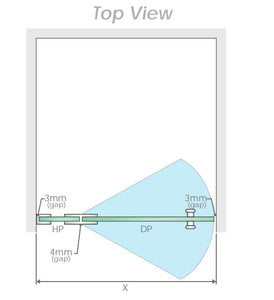 100X70cm Corner Frameless Shower Screen With Gunmetal Channel And Ss Hinges