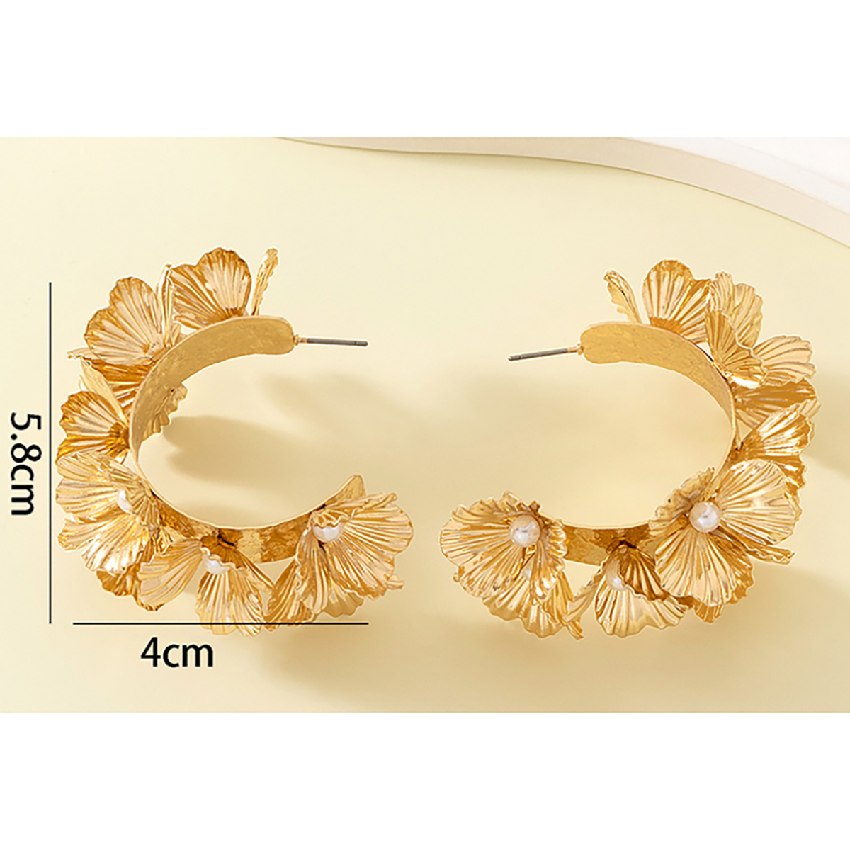 Veile Studios Multi Layered Flower C Shaped Earrings Alloy Baked Paint Fashion Accessories