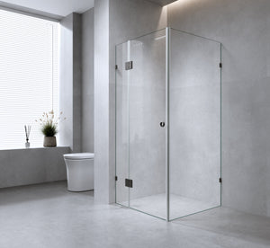 120X70cm Corner Frameless Shower Screen With Nickel Brackets And Brass Hinges