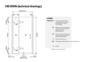 120X70cm Corner Frameless Shower Screen With Nickel Brackets And Brass Hinges