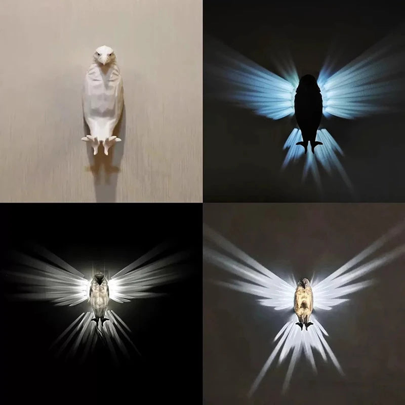 Modern Creative Bird Wall Lamp Owl Eagle Shape Projector Atmosphere Sconce Light