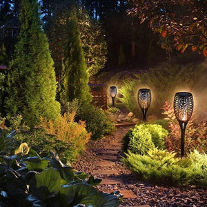 Garden Ground Lights 96 Led Solar Waterproof Flames Torches Outdoor Decorative