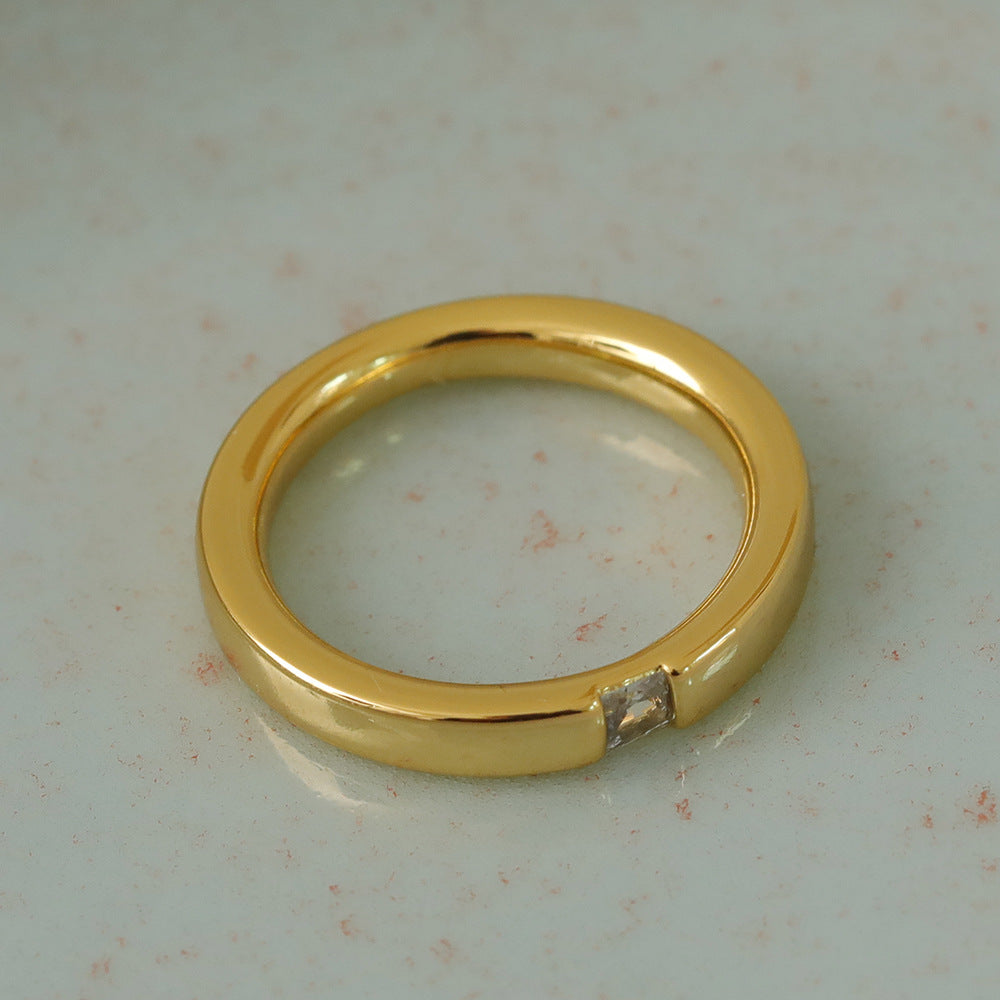 Veile Studios Smooth Ring For Female Index Finger Diamond Studded Cold Style Fashion