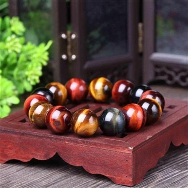 Veile Studios Tiger Eye Natural Crystal Stone Buddha Bead Bracelet Fashion Jewellery