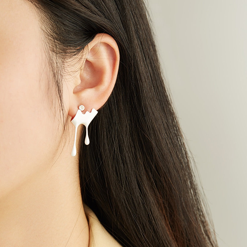 Veile Studios Honey Drop Asymmetric Sterling Silver Earrings Fashionable Commuter Style