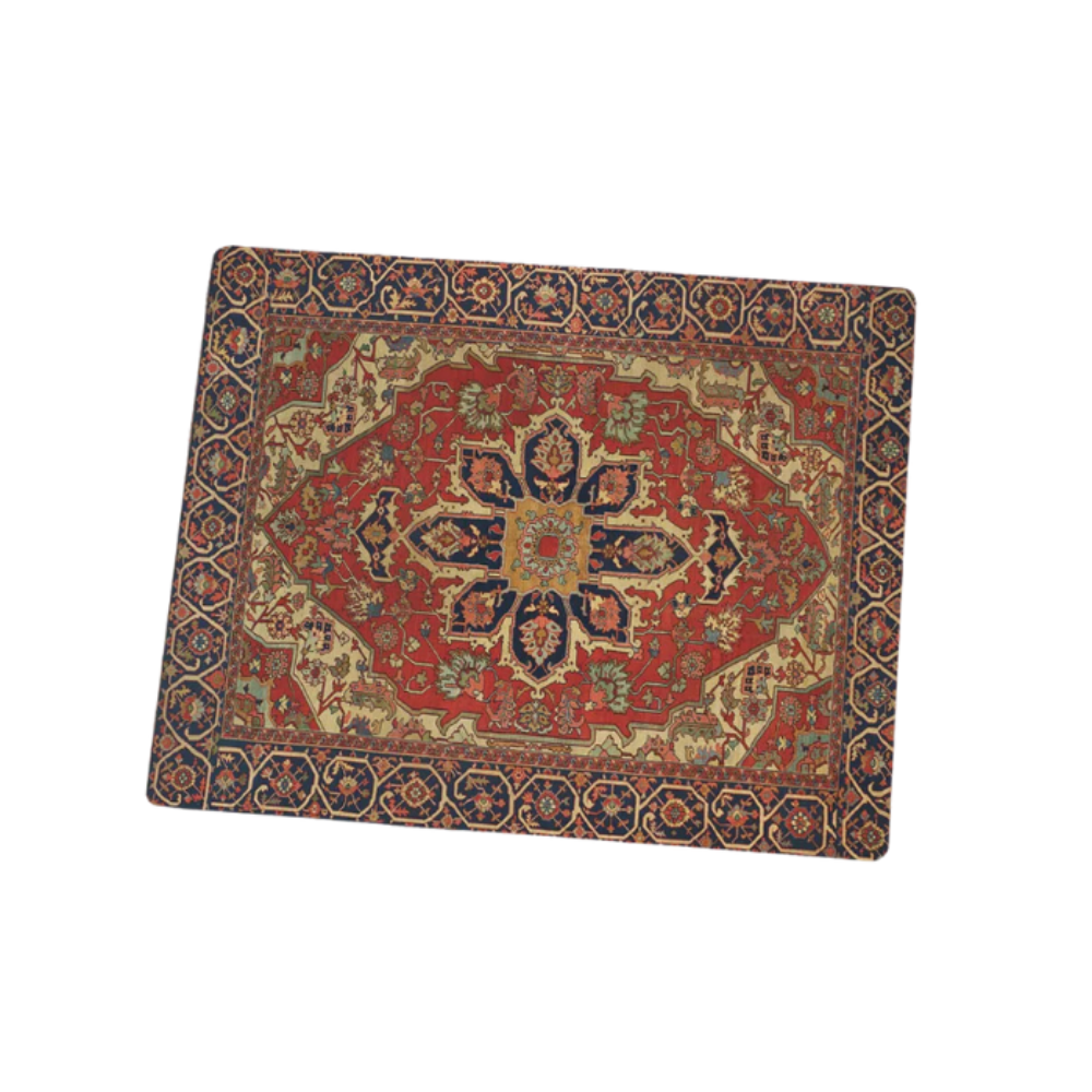Mouse Pad Yellow Red 22X18cm Persian Tribal Carpet Non Slip Mat For Desk Use