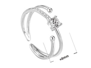 Double Layer Ring Sterling Silver 925 Fashion Inlaid Zircon Star Sweet Temperament