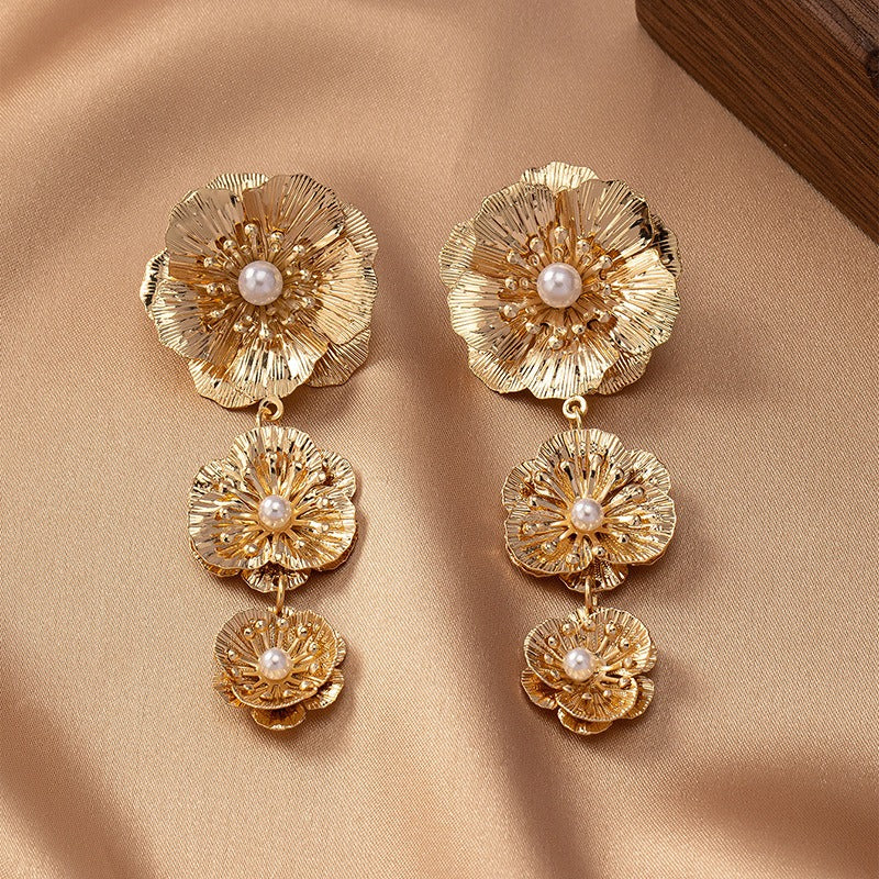 Veile Studios Flower Shaped Earrings Elegant Three Design For Fashion Commuting