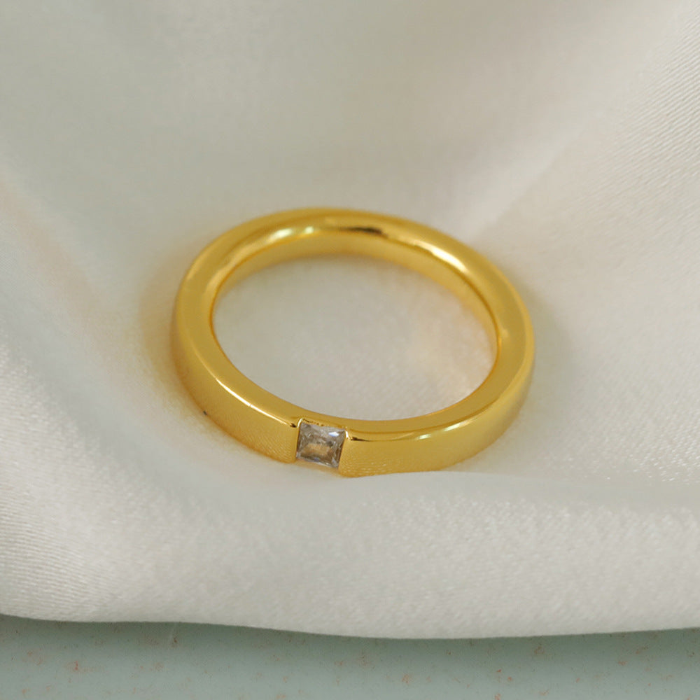 Veile Studios Smooth Ring For Female Index Finger Diamond Studded Cold Style Fashion