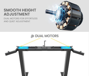 Fortia 98W X 48D Dual Motor 80Kg Load Electric Sit To Stand Up Corner Desk Black/Black Frame