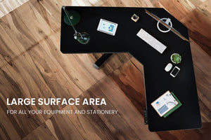 Fortia 98W X 48D Dual Motor 80Kg Load Electric Sit To Stand Up Corner Desk Black/Black Frame