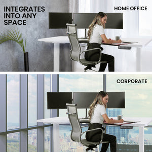 Fortia 145W X 60D 85D Dual Motor 80Kg Load Sit Stand Up R Hand Sided Corner Desk White/White Frame
